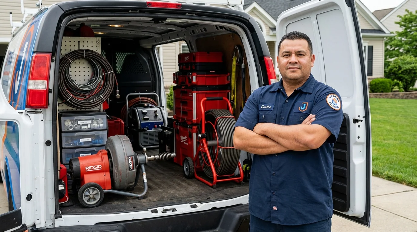 Professional drain cleaning equipment and Johns Plumbing LLC plumber in Stuart
