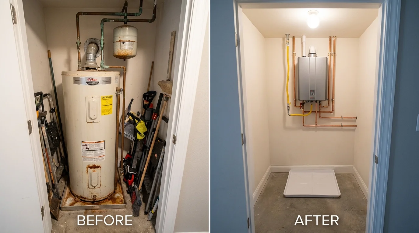 Tank water heater versus wall-mounted tankless unit comparison for Stuart, FL homeowners